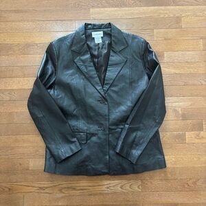 Chadwicks Black Leather Blazer Jacket